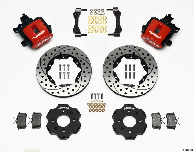 Wilwood Kombinations-Handbremse Hinten Kit 11,00 Zoll gebohrt Rot Civic / Integra Scheibe 2,39 Nabenoffset