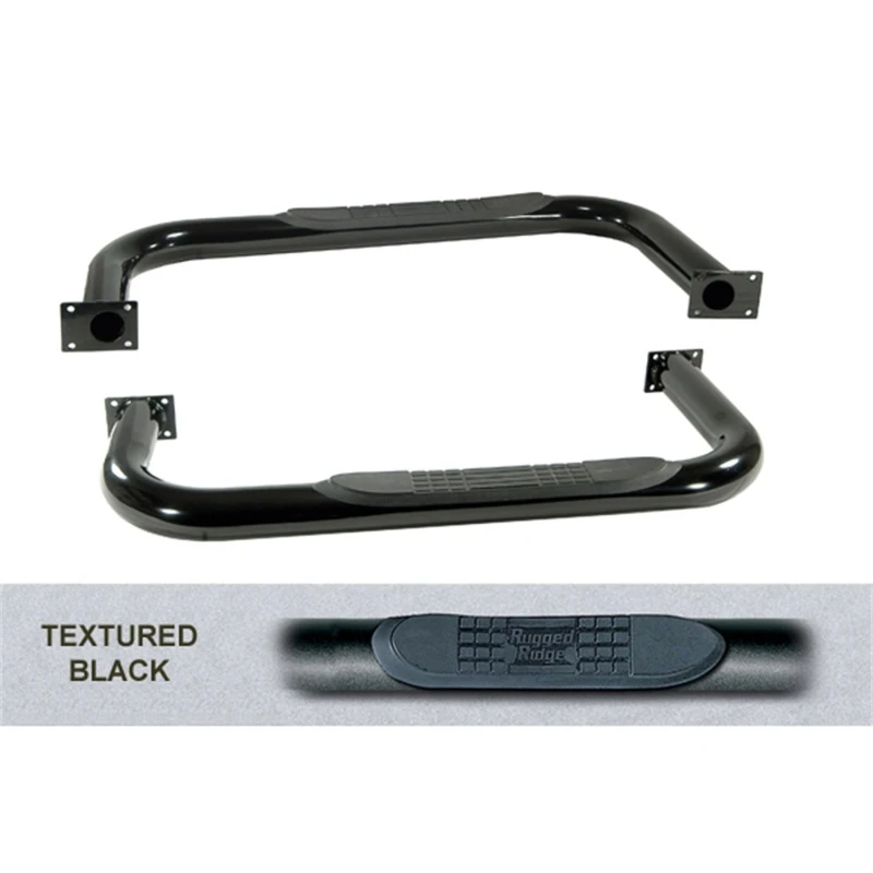 Rugged Ridge 3-Zoll-Rundrohr-Seitenstufen Schwarz 76-86 Jeep CJ7