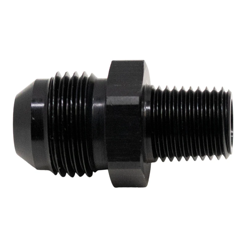 DeatschWerks 8AN-Männliches Flare zu 1/4-Zoll-Männliches NPT-Adapter - Anodisiert Mattschwarz