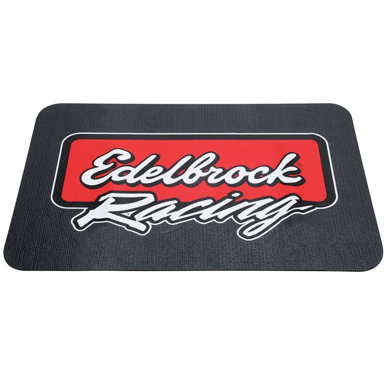 Edelbrock Racing Fender Abdeckung - PVC-Schaumstoffmatte - 2-farbig bedrucktes Edelbrock Racing Logo