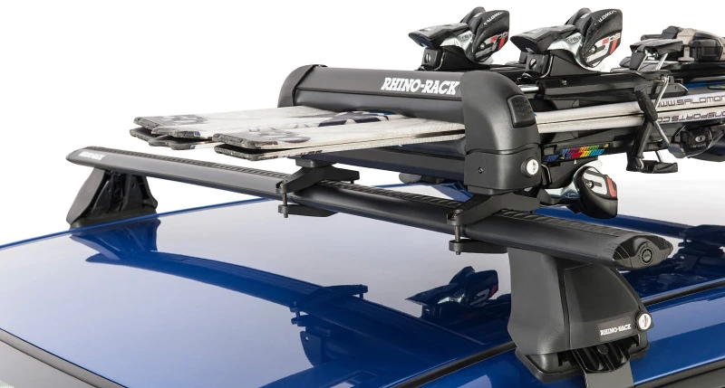 Rhino-Rack Universal Ski/Snowboard Träger - Passt 3 Paar Skier oder 2 Snowboards - Schwarz