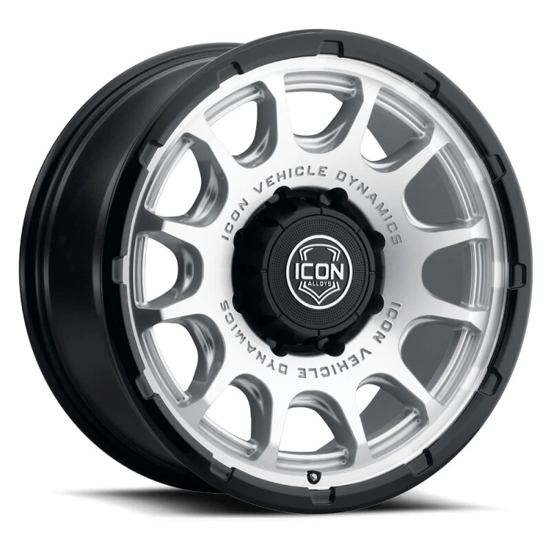 ICON Alloys Rancho 20x9 / 8x170 / 6mm / 5.25in BS Silver MACH w/ Gloss Black Lip Wheel