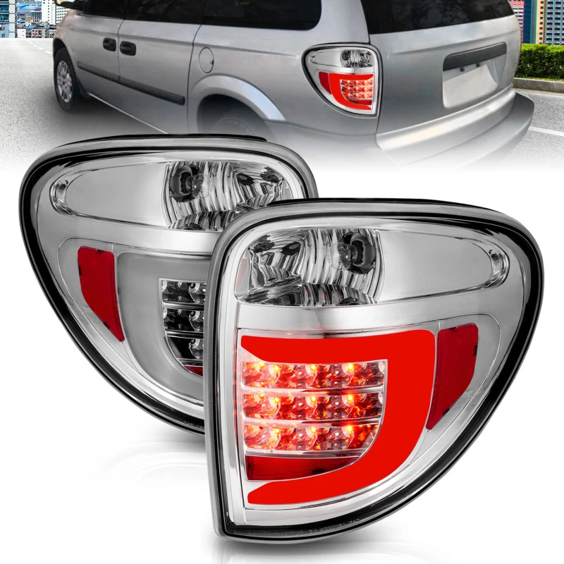 ANZO 2004-2007 Dodge Grand Caravan LED-Rückleuchten mit Lichtleiste Chromgehäuse Klarglas