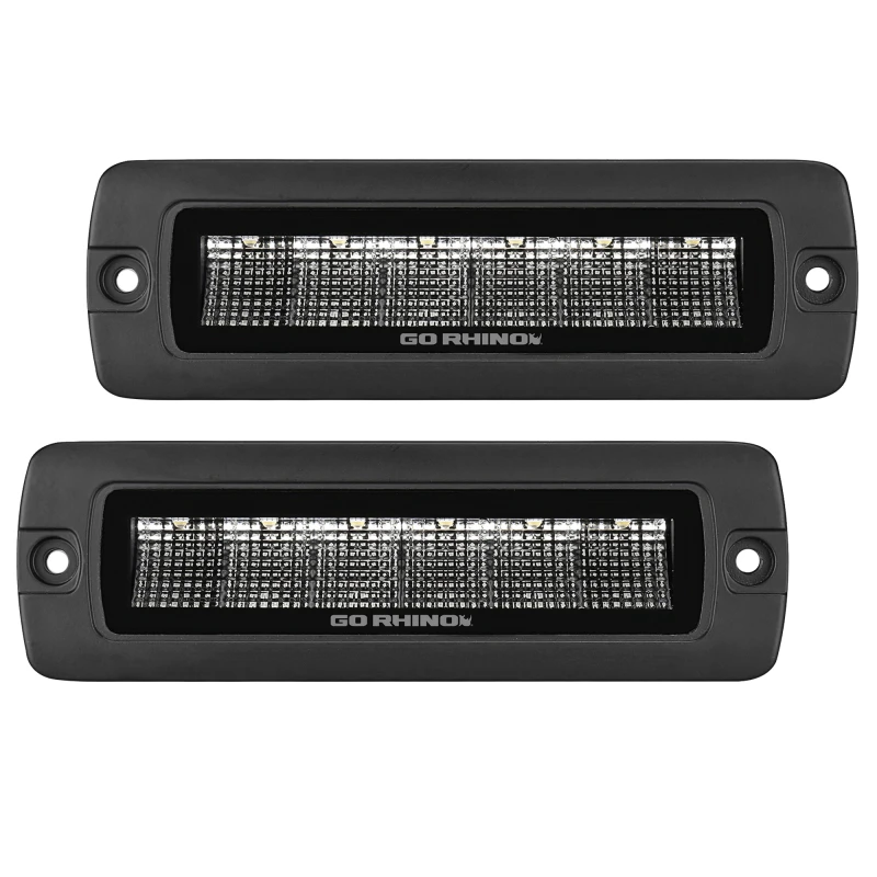 Go Rhino Xplor Blackout Serie Sixline LED Flutlicht-Kit (Einbaumontage) - Schwarz (Paar)