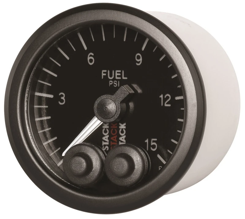 Autometer Stack 52mm 0-15 PSI 1/8in NPTF Male Pro-Control Fuel Pressure Gauge - Black