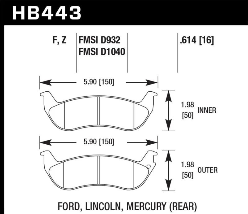 Hawk 03-04 Mercury Marauder DTC-30 Hinteren Renn-Pads