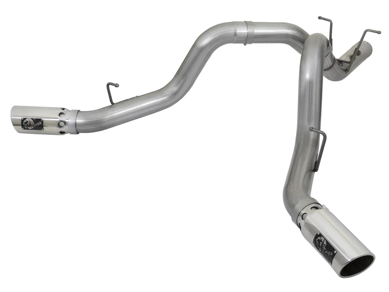 aFe Large Bore-HD 4 Zoll 409-SS DPF-Back Auspuff mit Dual Polierten Endstücken 2017 GM Duramax V8-6.6L (td) L5P