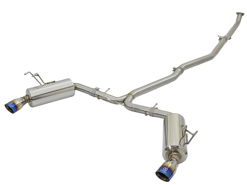 aFe POWER Takeda 16-17 Honda Civic I4-1.5L (t) 2.5-2.25in 304 SS CB Dual-Exit Abgasanlage Blaue Endrohre