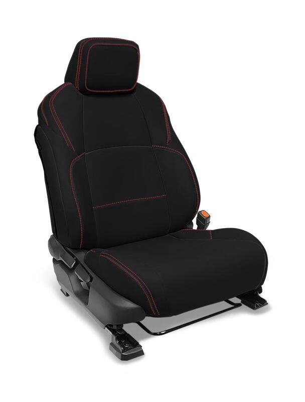 PRP 2024 Toyota Tacoma Front Seat Covers - Black with Red Stitch (Pair)