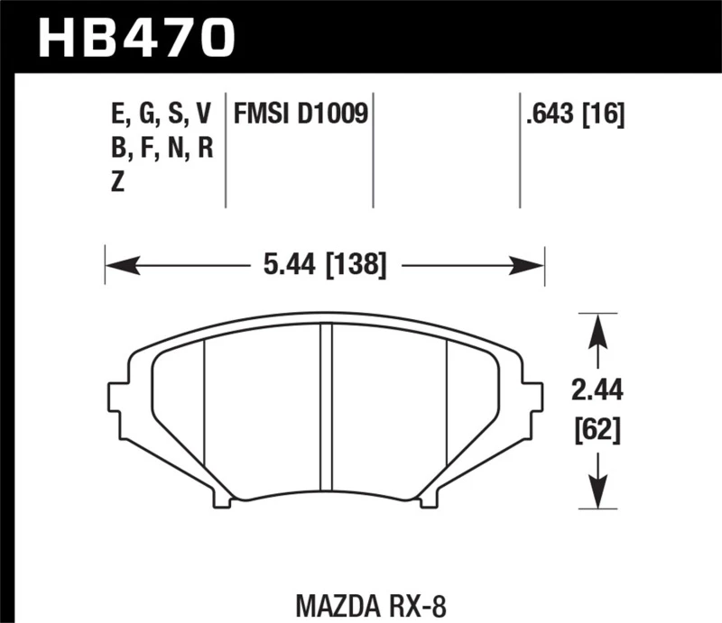 Hawk 05-11 Mazda RX-8 1.3L 40. Jahrestag Edition Vordere ER-1 Bremsebeläge