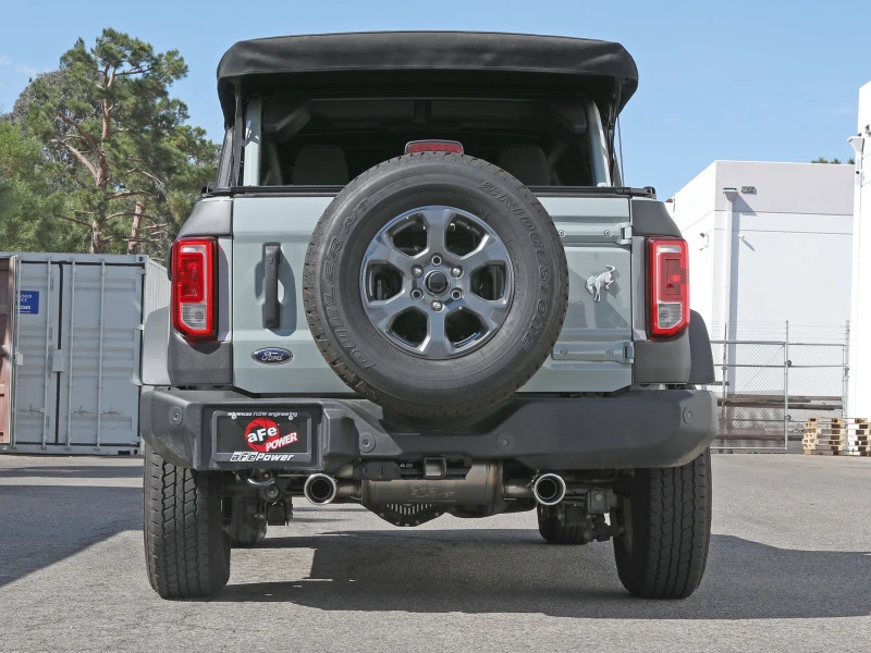 aFe Vulcan 3-Zoll-304-Edelstahl-Achsantriebs-Abgasanlage 2021 Ford Bronco L4-2,3L (t)/V6-2,7L (tt) mit polierten Endrohren