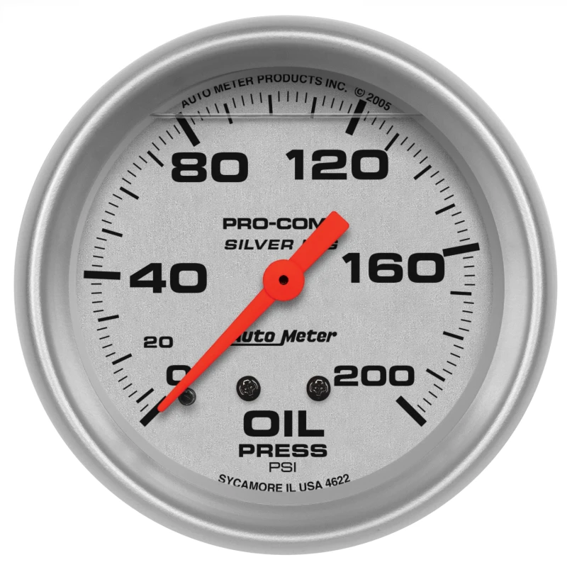 AutoMeter Gauge Oil Press 2-5/8in. 200PSI Liquid Filled Mech Ultra-Lite