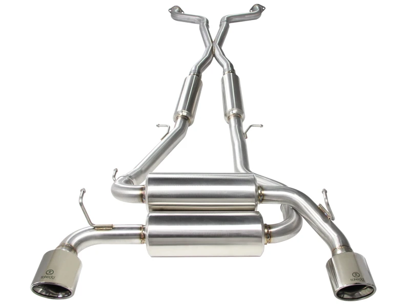 aFe Takeda 2-1/2 Zoll 304SS Kat-Back Auspuff Infiniti G37 08-13/Q60 14-15 V6-3.7 mit polierten Endrohren