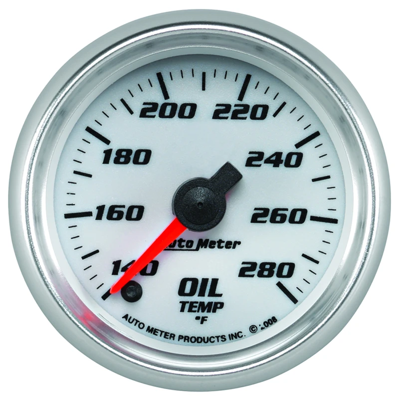 Autometer Pro-Cycle Gauge Oil Temp 2 1/16in 140-280f Digital Stepper Motor White
