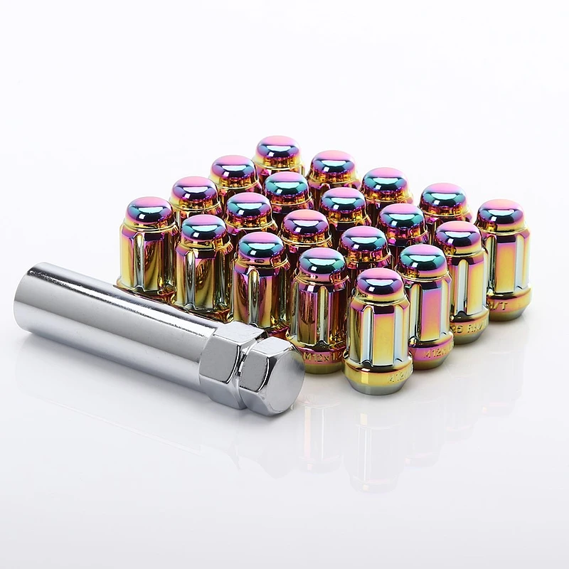 JR Stahl Lug Nuts Radmuttern für Subaru Nissan Suzuki Mazda M12x1.25 Neo Chrome kurz