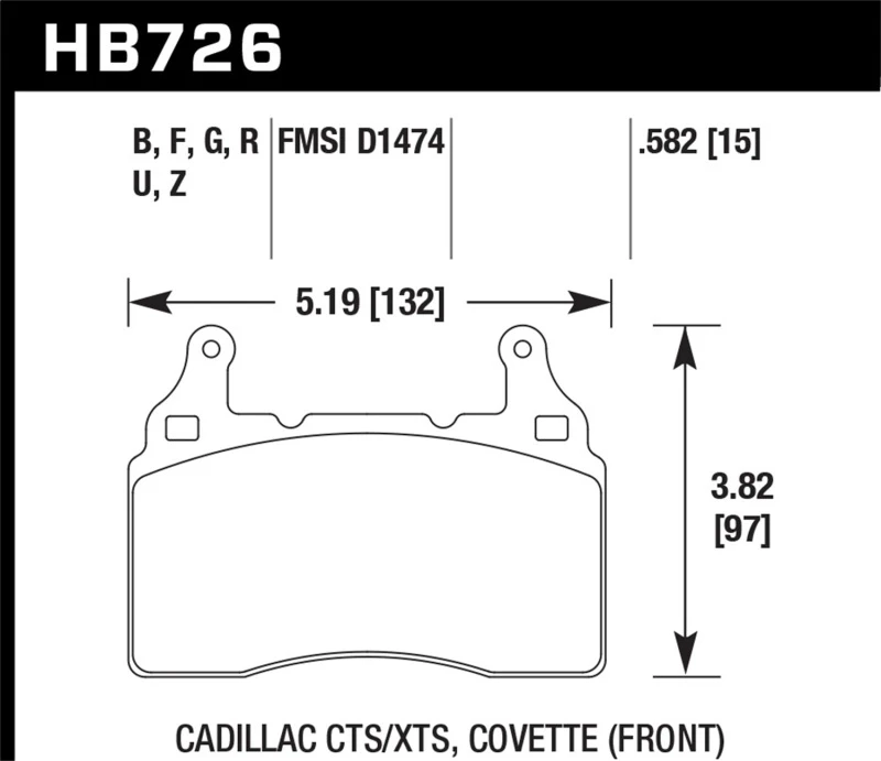 Hawk 2014 Chevrolet Corvette PC Vordere Bremse Pads