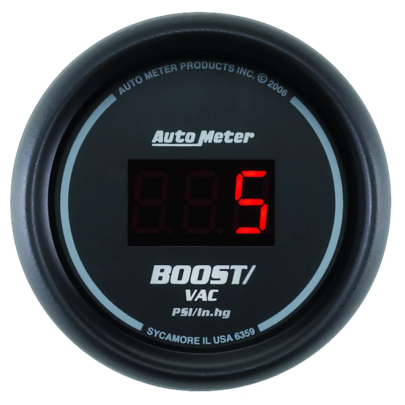 Autometer Black 52mm 30 In Hg.-Vac./30 PSI Digital Vacuum/Boost Gauge