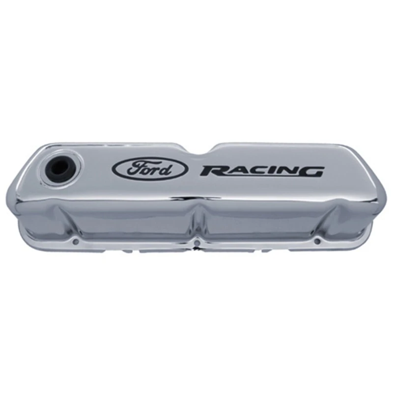 Ford Racing Logo Stahl Ventildeckel - Chrom