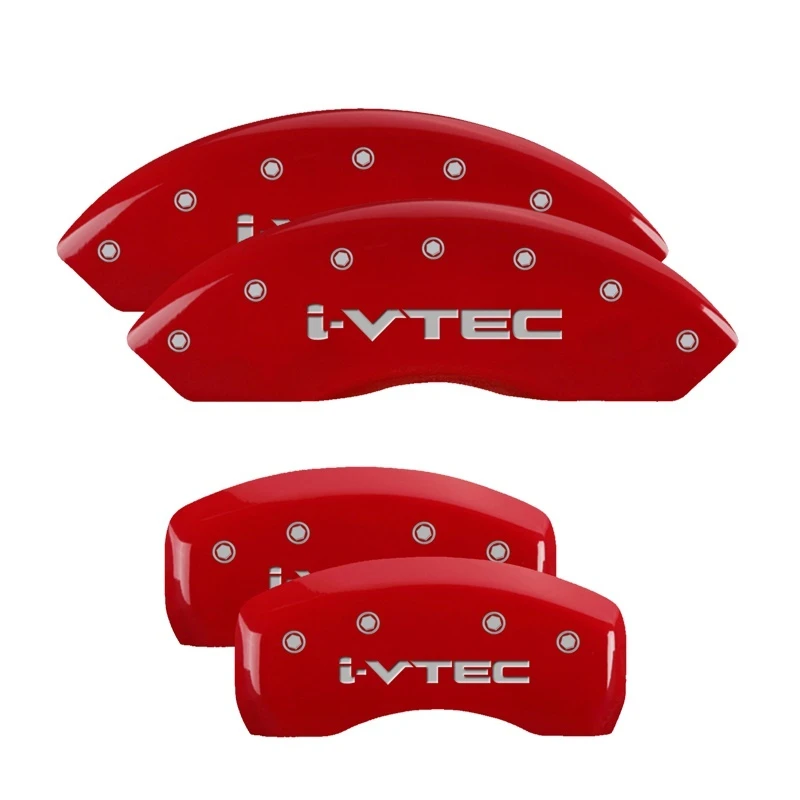 MGP 4 Bremssattel-Abdeckungen Graviert Vorne & Hinten i-Vtec Rot Finish Silber ch