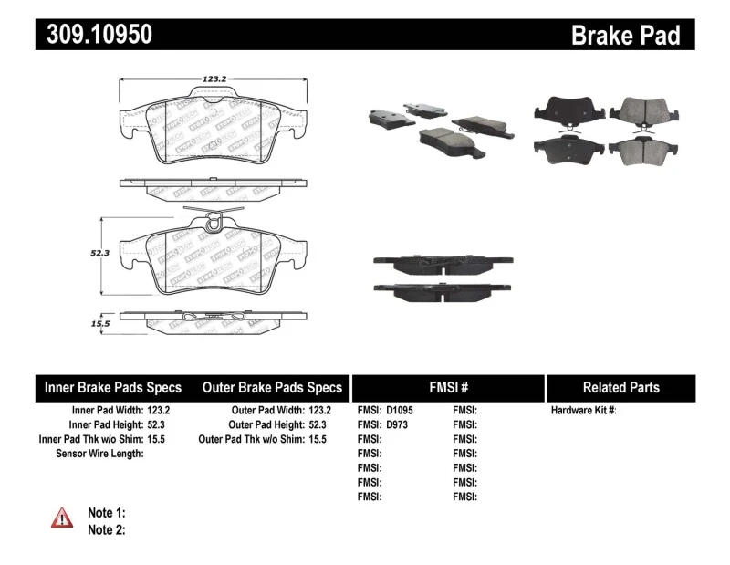 stoptech_309.10950-6794e27d47b94 StopTech Performance 07-09 Mazdaspeed3 / 06-07 Mazdaspeed6 / 06-07 Mazda3 Rear Brake Pads