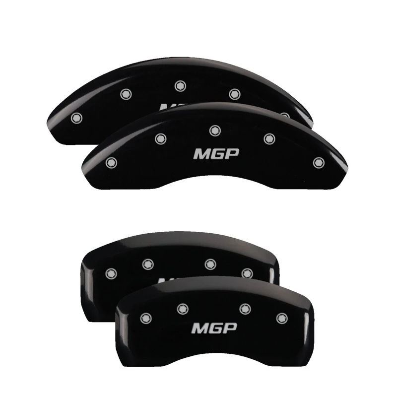 MGP 4 Bremse Caliper Abdeckungen Graviert Vorne & Hinten MGP Schwarz Finish Silber