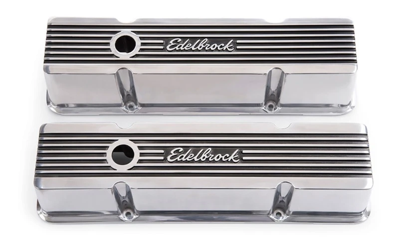 Edelbrock Ventildeckel Elite II Serie Chevrolet 1959-1986 262-400 CI V8 Hoch Glanzpoliert