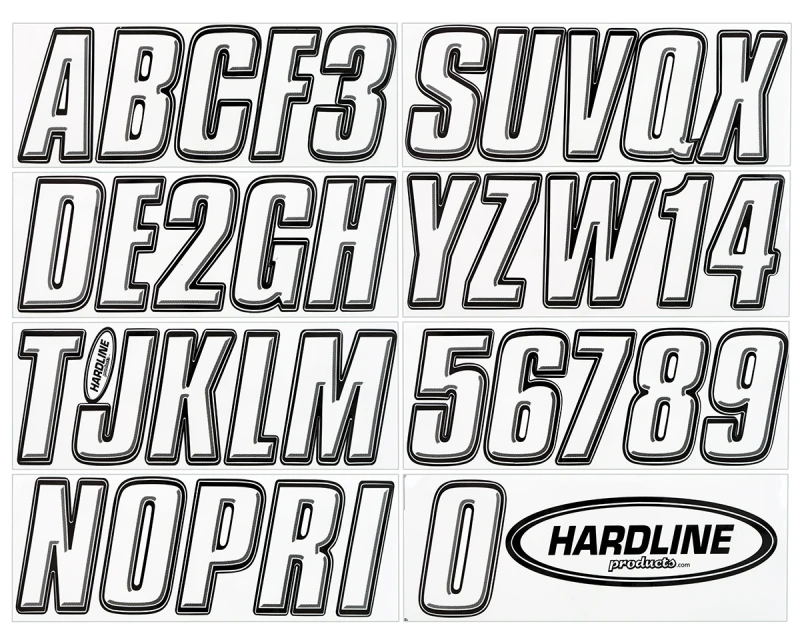 Hardline Boat Lettering Registration Kit 3 in. - 800 Transparent Clear/Black