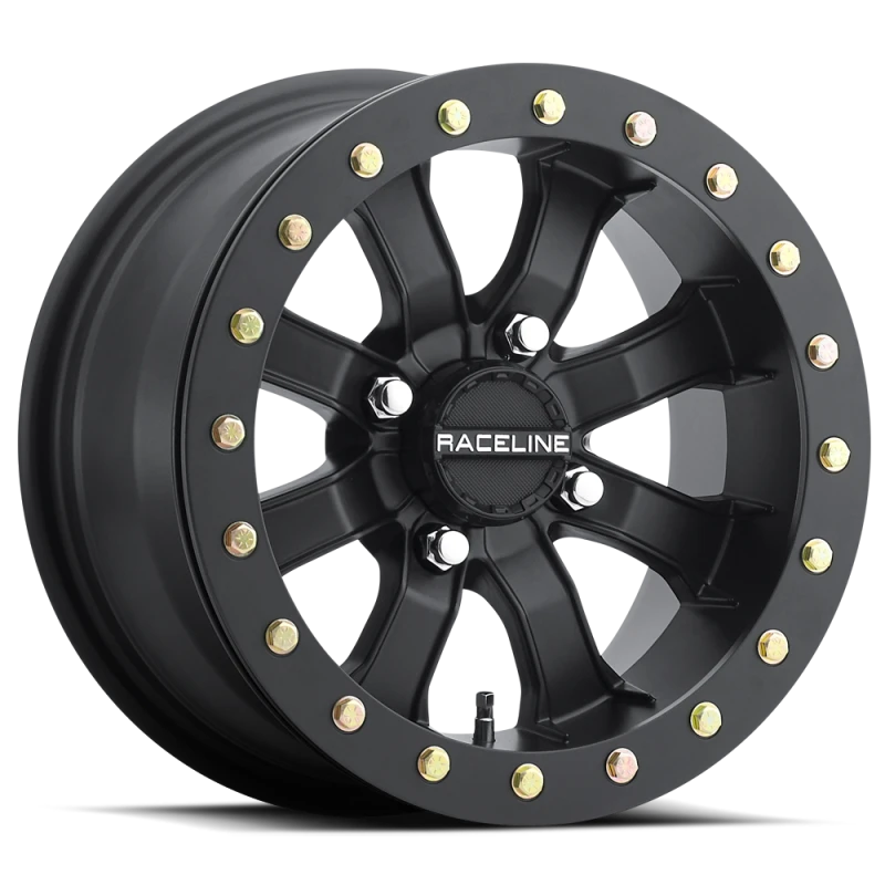 Raceline A71B Mamba 15x7in / 4x156 BP / 0mm Offset / 132.5mm Bore - Satin Black Beadlock Wheel