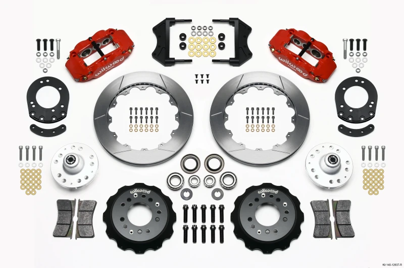 Wilwood Narrow Superlite 6R Vorderes Naben-Kit 12,88 Zoll Rot 1965-1969 Mustang Trommel-Spindel