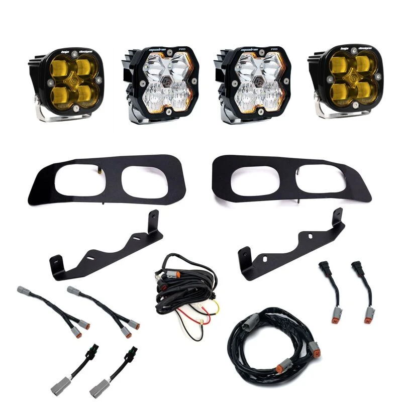 Baja Designs 23-25 Ford Super Duty Squadron Pro/SAE 2.0 Dual Fog Pocket Kit (SAE Fog) - Baja Amber