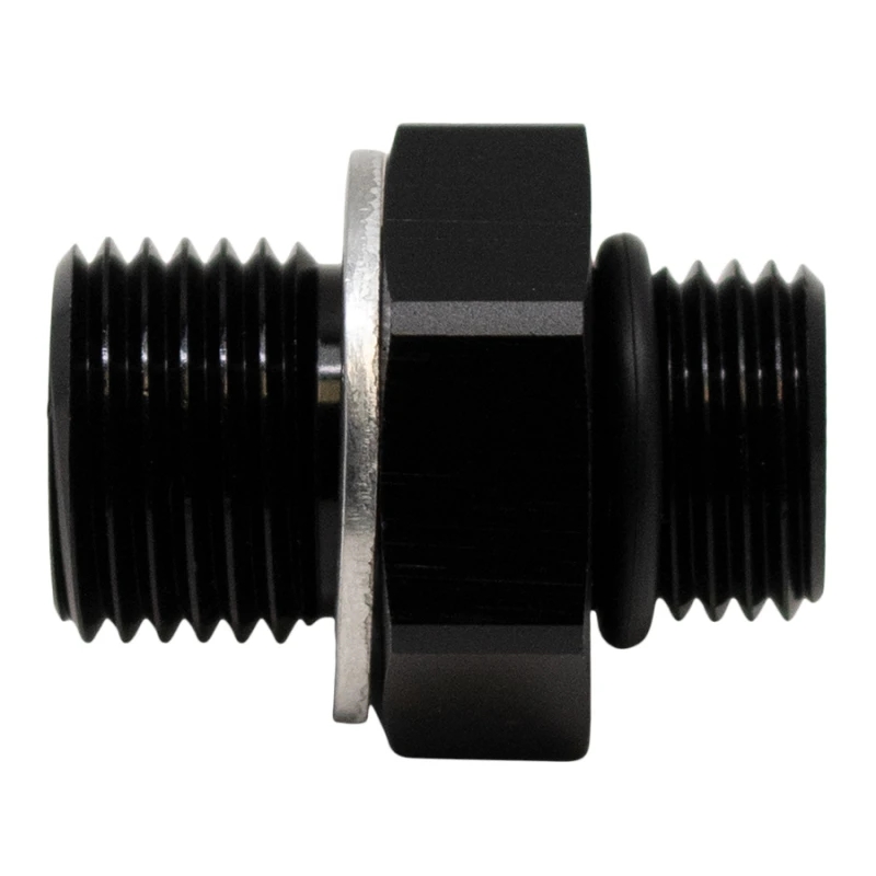 DeatschWerks 6AN ORB-Männlich auf M16 X 1,5 Metrisch-Männlich (inkl. O-Ring und Unterlegscheibe) - Anodisiert Mattschwarz