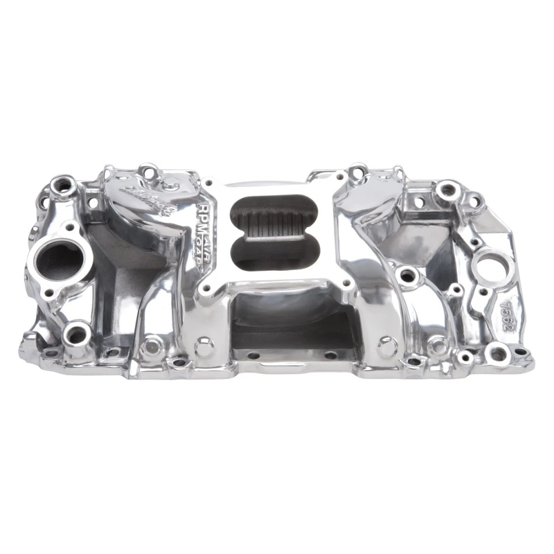Edelbrock Polierter B/B Chev Rechteckiger Port RPM Air-Gap Ansaugkrümmer