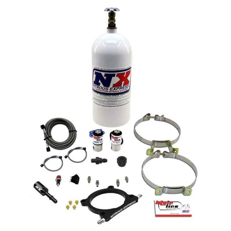 Nitrous Express 11-17 Ford Mustang GT Coyote 5.0L Mainline EFI Nitrous-Plattensatz mit 10lb-Flasche