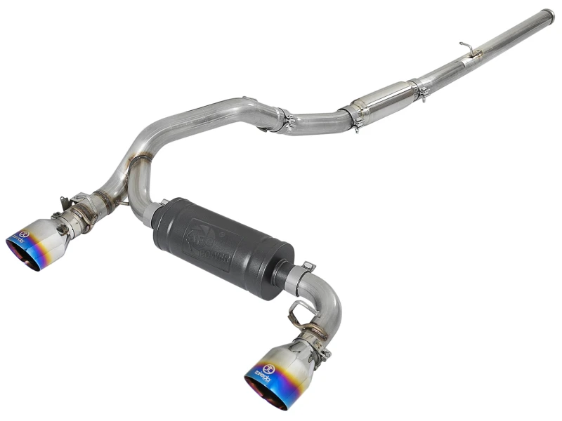 aFe Takeda 3-Zoll-304-Edelstahl-Cat-Back-Auspuffsystem mit Blue Flame-Tip 16-18 Ford Focus RS I4-2.3L (t)