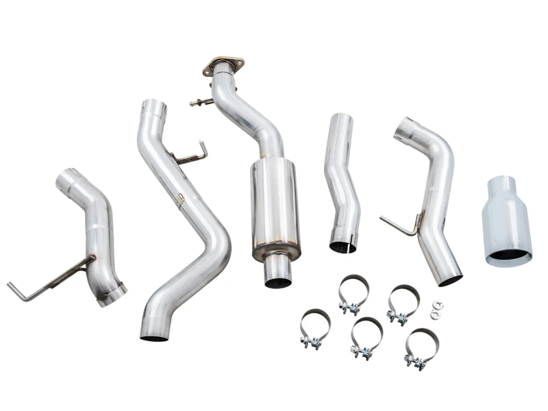 AWE Tuning 2021+ Ford Bronco 0FG Einzelnes Heckauspuffrohr mit Chrom-Silber-Spitze und Bash Guard