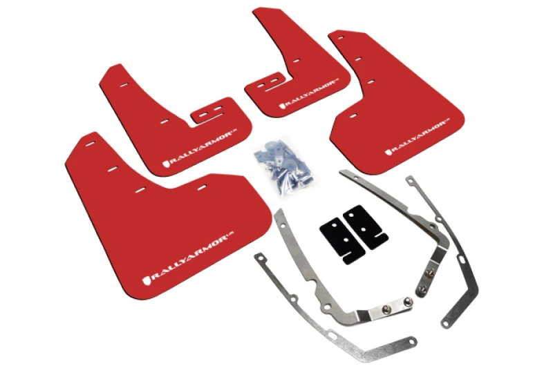 Rally Armor 15-21 MKVII VW Golf/GTI Rote UR-Schmutzfänger mit weißem Logo