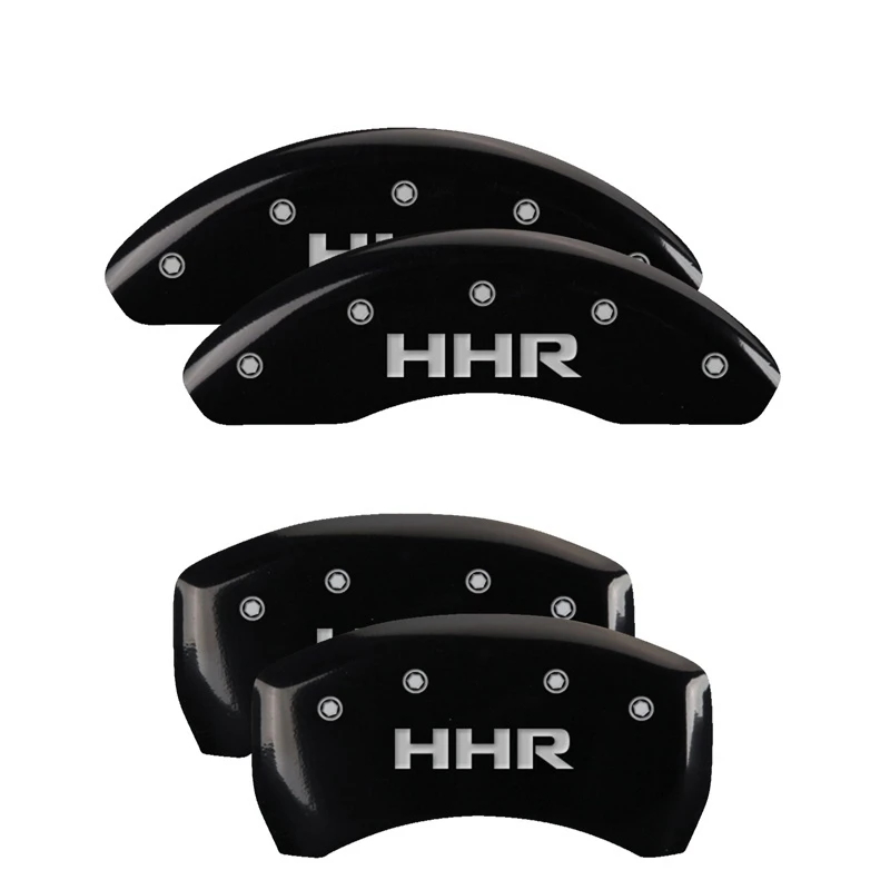 MGP 4 Bremse Caliper Abdeckungen Graviert Vorne & Hinten HHR Schwarz Finish Silber
