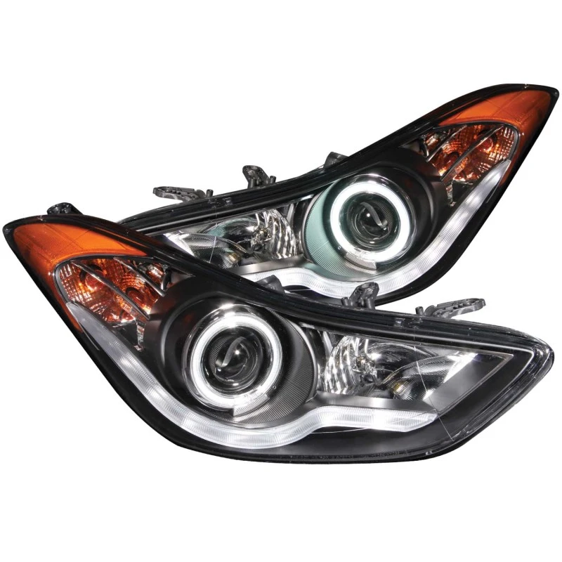 ANZO 2011-2014 Hyundai Elantra Projektor-Scheinwerfer mit Halo Schwarz (CCFL)