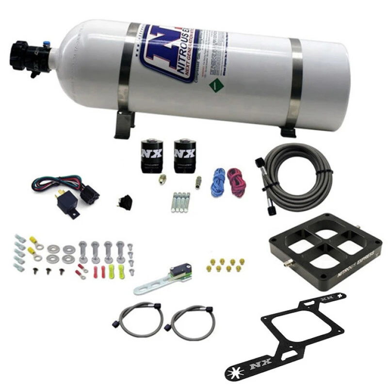 Nitrous Express Dominator Single Entry Billet Crossbar Stage 6 Nitrous Kit (50-300HP) w/15lb Bottle