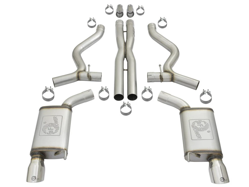 aFe MACHForce XP 3-Zoll-Sport-Ton Cat-Back Auspuffanlagen mit polierten Endrohren 15-17 Ford Mustang V6/V8