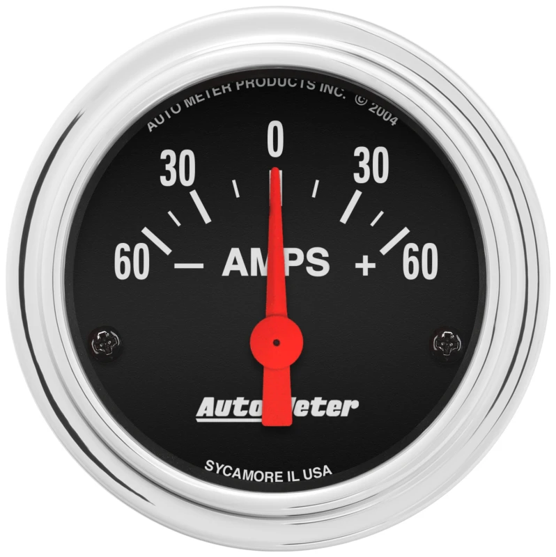 Autometer Traditional Chrome Electrical Ammeter 2 1/6in 60A Gauge