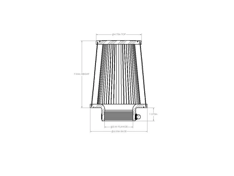 aFe POWER Universal Clamp-On Air Filter w/ D2 Dura-Dry Media - 3in F x 6in B x 4-3/4in T x 7in H