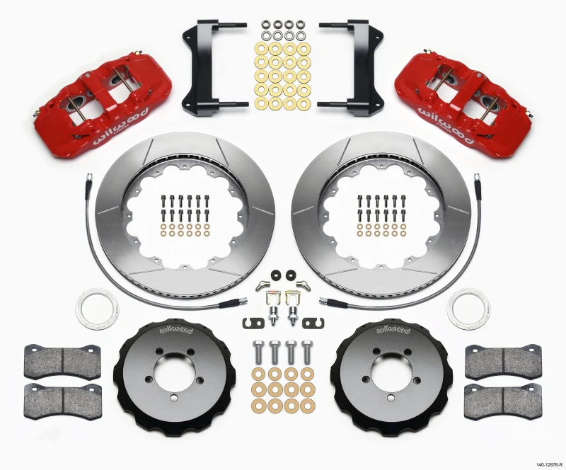 Wilwood AERO6 Vorderer Hutm Set 14,00 Rot für 1999-2012 Subaru WRX mit Leitungen