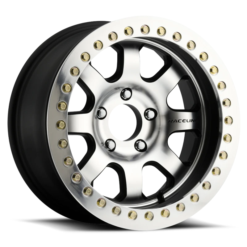 Raceline RT260 Avenger 17x8.5in/5x114.3 BP/-32mm Offset/83.82mm Bore - BLK & Machined Beadlock Wheel