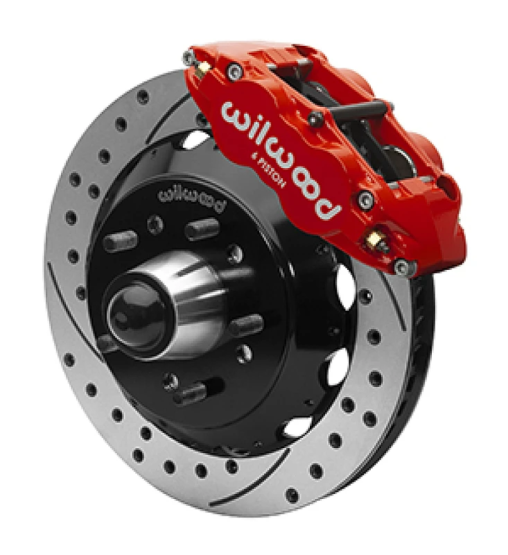 Wilwood Superlite 6R Bremskit vorne für 63-87 Chevy C10 Prospindle13,06 Zoll Durchmesser, rote Bremssättel