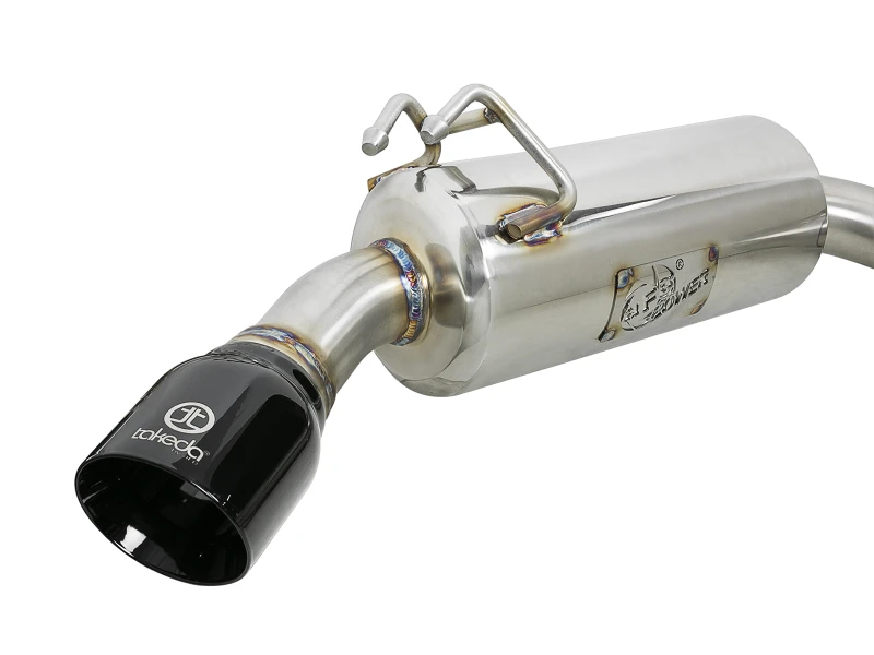 aFe Takeda 3in. zu 2,5in. 304 SS C/B Auspuff für 08-15 Mitsubishi Lancer EVO I4-2,0L (t) - Schwarze Endrohre