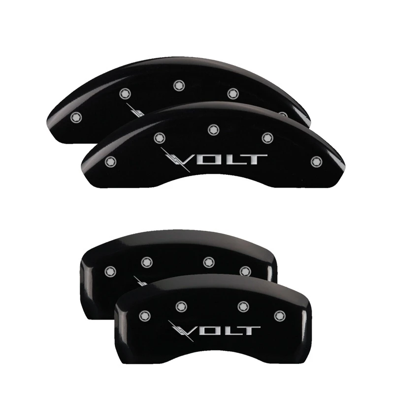 MGP 4 Bremse Caliper Abdeckungen Graviert Vorne & Hinten Volt Schwarz finish Silber ch