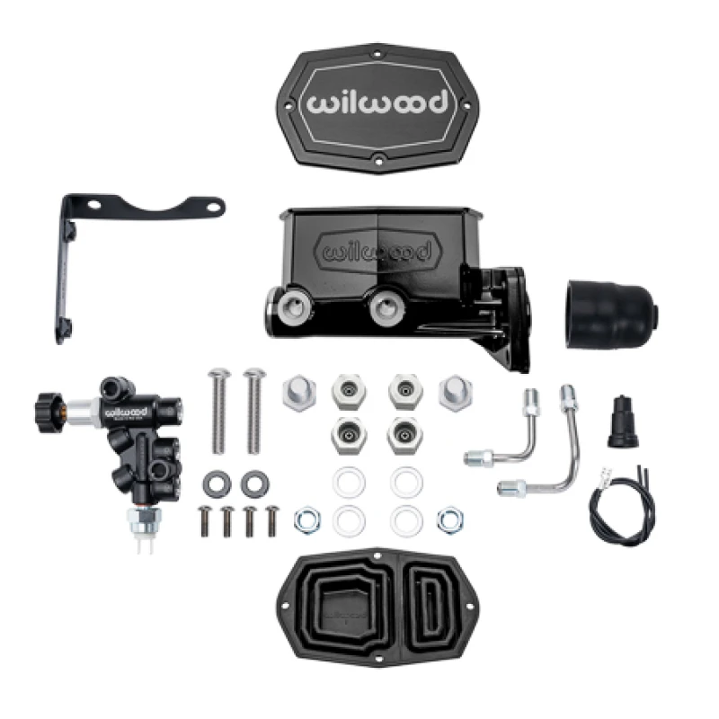 Wilwood MOPAR Compact Tandem M/C Kit w/ P-Valve 1.12in Bore for MOPAR - Black