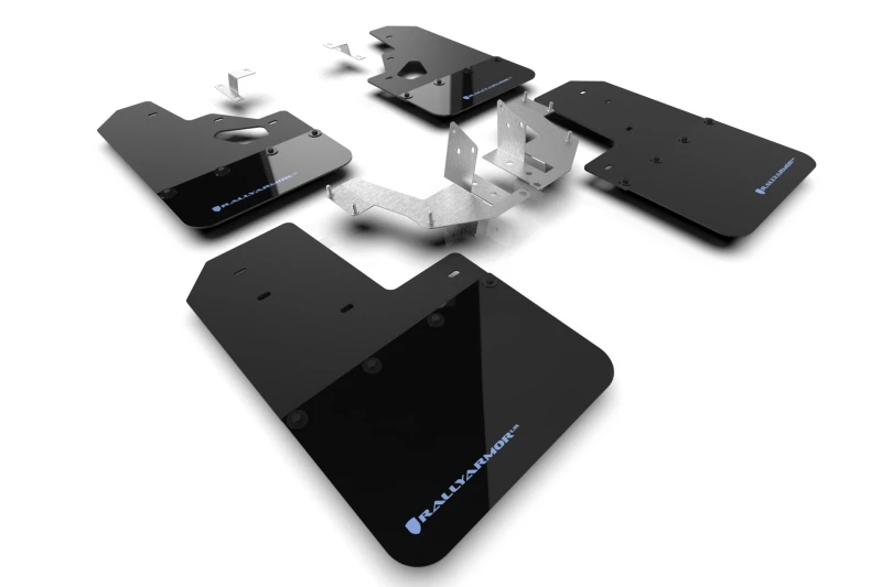 Rally Armor 21-24 Ford Bronco (Plstc Bmpr + RR - NO Rptr/Sprt) Schwarzes Schmutzfänger mit Area Blue Logo