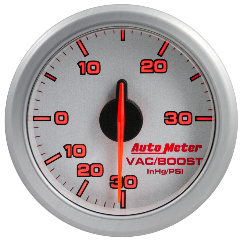 Autometer Airdrive 2-1/6in Boost/Vac Gauge 30in HG/30 PSI - Silver